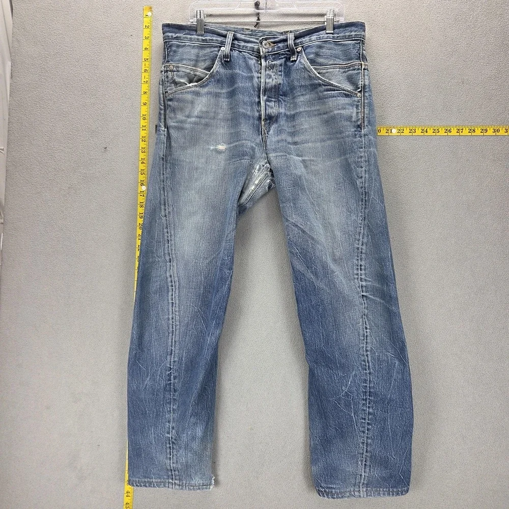 VTG Levis Engineered Jeans Mens Blue Buckle Back Twisted Button Fly Fits 33x30